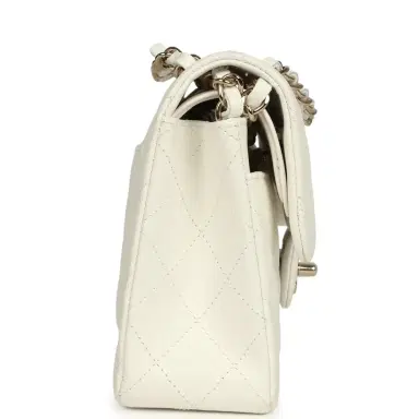 Chanel Pre-owned Chanel Small Classic Double Flap Bag White Caviar Light Gold Hardware | Thumbnail 3 Chanel Pre-owned Chanel Small Classic Double Flap Bag White Caviar Light Gold Hardware | Thumbnail 3