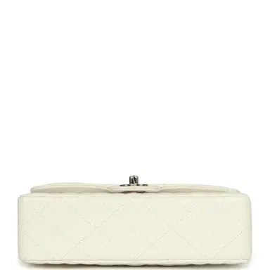 Chanel Pre-owned Chanel Small Classic Double Flap Bag White Caviar Light Gold Hardware | Thumbnail 6 Chanel Pre-owned Chanel Small Classic Double Flap Bag White Caviar Light Gold Hardware | Thumbnail 6