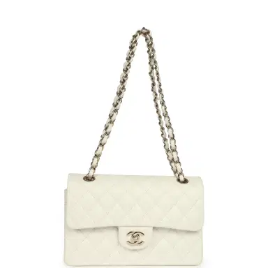 Chanel Pre-owned Chanel Small Classic Double Flap Bag White Caviar Light Gold Hardware | Thumbnail 7 Chanel Pre-owned Chanel Small Classic Double Flap Bag White Caviar Light Gold Hardware | Thumbnail 7