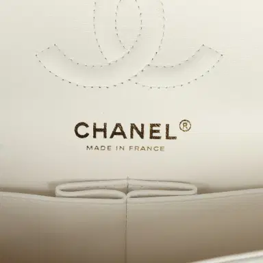Chanel Pre-owned Chanel Small Classic Double Flap Bag White Caviar Light Gold Hardware | Thumbnail 8 Chanel Pre-owned Chanel Small Classic Double Flap Bag White Caviar Light Gold Hardware | Thumbnail 8