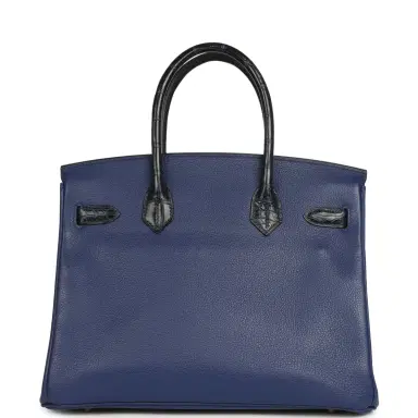 HERMÈS Pre-owned Hermes Birkin 30 Bleu Saphir Novillo, Bleu Marine Matte Alligator Touch Rose Gold Hardware | Thumbnail 4 HERMÈS Pre-owned Hermes Birkin 30 Bleu Saphir Novillo, Bleu Marine Matte Alligator Touch Rose Gold Hardware | Thumbnail 4