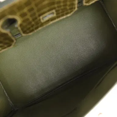 HERMÈS Pre-owned Hermes Birkin 30 Vert Olive Shiny Niloticus Crocodile Palladium Hardware | Thumbnail 8 HERMÈS Pre-owned Hermes Birkin 30 Vert Olive Shiny Niloticus Crocodile Palladium Hardware | Thumbnail 8