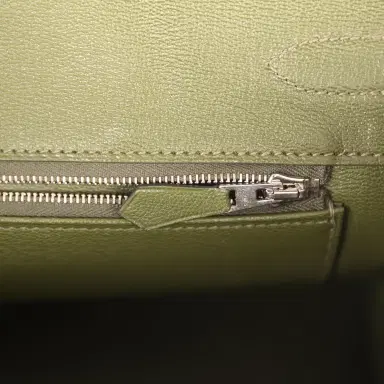 HERMÈS Pre-owned Hermes Birkin 30 Vert Olive Shiny Niloticus Crocodile Palladium Hardware | Thumbnail 9 HERMÈS Pre-owned Hermes Birkin 30 Vert Olive Shiny Niloticus Crocodile Palladium Hardware | Thumbnail 9