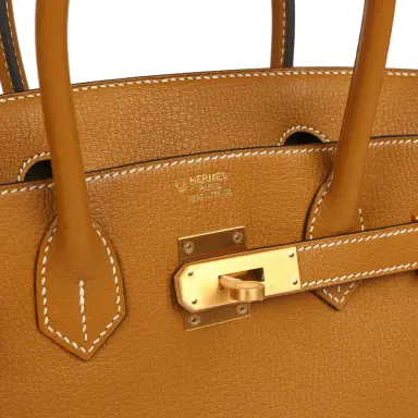 HERMÈS Pre-owned Hermes Special Order (HSS) Birkin 30 Caramel Verso Chèvre Brushed Gold Hardware | Thumbnail 7 HERMÈS Pre-owned Hermes Special Order (HSS) Birkin 30 Caramel Verso Chèvre Brushed Gold Hardware | Thumbnail 7