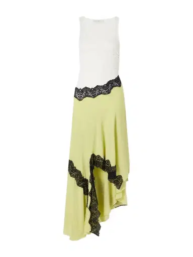 Christopher Esber Cutaway Asymmetric Lace-trimmed Ruched Stretch-jersey And Crepe Dress | Thumbnail 1 Christopher Esber Cutaway Asymmetric Lace-trimmed Ruched Stretch-jersey And Crepe Dress | Thumbnail 1
