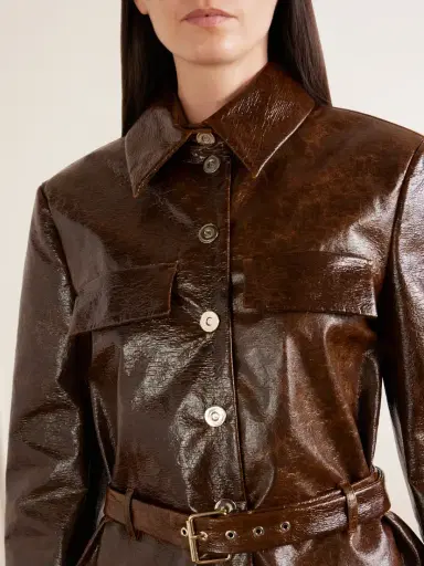 Sportmax Canditi Cropped Belted Coated-cotton Jacket | Thumbnail 4 Sportmax Canditi Cropped Belted Coated-cotton Jacket | Thumbnail 4