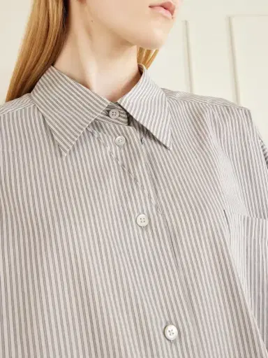 Maison Margiela Oversized Striped Cotton And Silk-blend Shirt | Thumbnail 4 Maison Margiela Oversized Striped Cotton And Silk-blend Shirt | Thumbnail 4