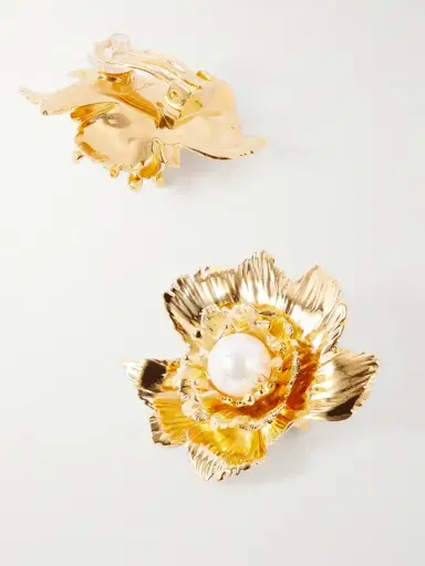 Oscar de la Renta Wild Poppy Embellished Gold-tone Earrings | Thumbnail 3 Oscar de la Renta Wild Poppy Embellished Gold-tone Earrings | Thumbnail 3