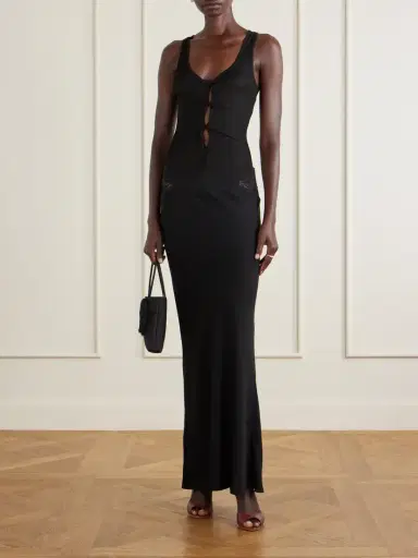 Christopher Esber Verner Cut-out Ribbed-detail Lace-trimmed Jersey Midi Dress | Thumbnail 2 Christopher Esber Verner Cut-out Ribbed-detail Lace-trimmed Jersey Midi Dress | Thumbnail 2