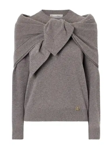 Oscar de la Renta Scarf-detailed Cashmere Sweater | Thumbnail 1 Oscar de la Renta Scarf-detailed Cashmere Sweater | Thumbnail 1