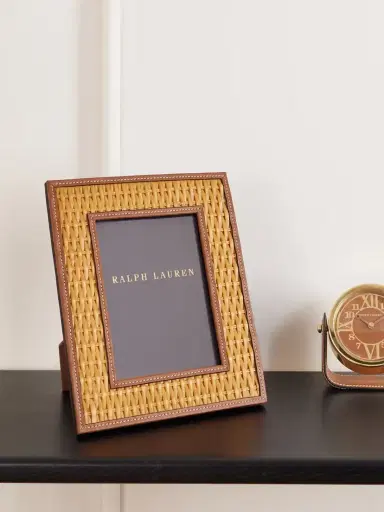 Ralph Lauren Home Bailey Leather-trimmed Woven Rattan Frame | Thumbnail 2 Ralph Lauren Home Bailey Leather-trimmed Woven Rattan Frame | Thumbnail 2