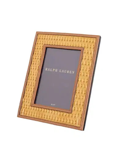 Ralph Lauren Home Bailey Leather-trimmed Woven Rattan Frame | Thumbnail 1 Ralph Lauren Home Bailey Leather-trimmed Woven Rattan Frame | Thumbnail 1