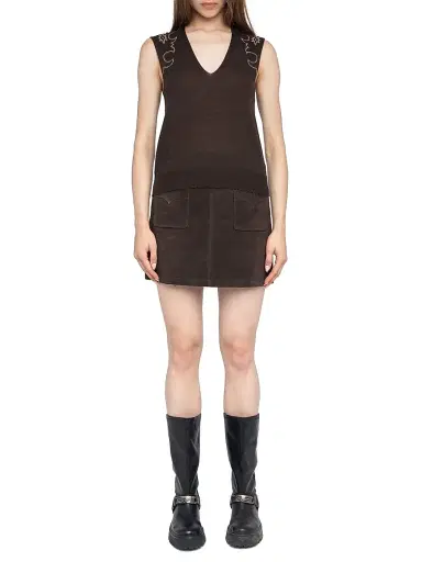 Zadig & Voltaire Women's Vicky Embellished Cashmere Top - Dark Chocolate | Thumbnail 2 Zadig & Voltaire Women's Vicky Embellished Cashmere Top - Dark Chocolate | Thumbnail 2