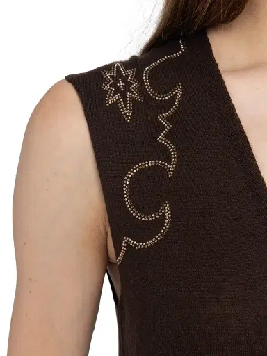 Zadig & Voltaire Women's Vicky Embellished Cashmere Top - Dark Chocolate | Thumbnail 6 Zadig & Voltaire Women's Vicky Embellished Cashmere Top - Dark Chocolate | Thumbnail 6