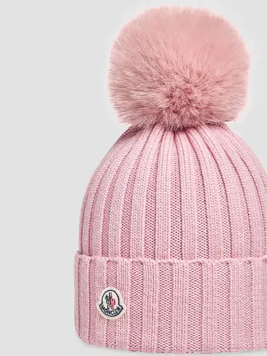 Moncler Women's Beanie Hat in Wool - Pink | Thumbnail 3 Moncler Women's Beanie Hat in Wool - Pink | Thumbnail 3