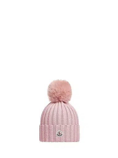 Moncler Women's Beanie Hat in Wool - Pink | Thumbnail 1 Moncler Women's Beanie Hat in Wool - Pink | Thumbnail 1
