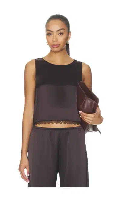 LESET Barb Lace Crop Sleeveless Crew | Thumbnail 1 LESET Barb Lace Crop Sleeveless Crew | Thumbnail 1