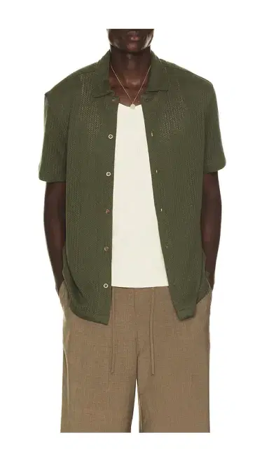 Vince Pointelle Short Sleeve Button Down Shirt | Thumbnail 1 Vince Pointelle Short Sleeve Button Down Shirt | Thumbnail 1