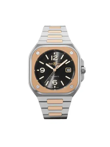Bell & Ross BR 05 Black Steel and Gold Automatic 18-Karat Rose Gold and Steel Watch, Ref. BR05A-BL-STPG/SSG - Men | Thumbnail 1 Bell & Ross BR 05 Black Steel and Gold Automatic 18-Karat Rose Gold and Steel Watch, Ref. BR05A-BL-STPG/SSG - Men | Thumbnail 1