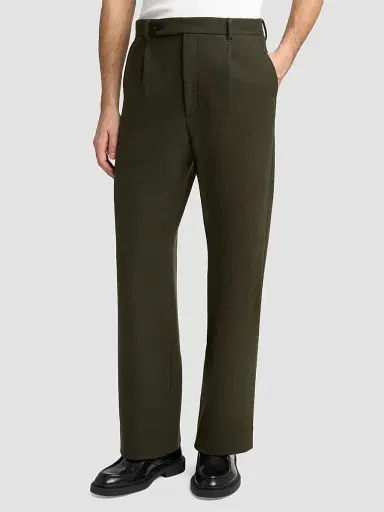 Jil Sander Men's Felted Wool-Blend Trousers - Beetle | Thumbnail 4 Jil Sander Men's Felted Wool-Blend Trousers - Beetle | Thumbnail 4