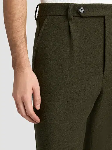 Jil Sander Men's Felted Wool-Blend Trousers - Beetle | Thumbnail 5 Jil Sander Men's Felted Wool-Blend Trousers - Beetle | Thumbnail 5