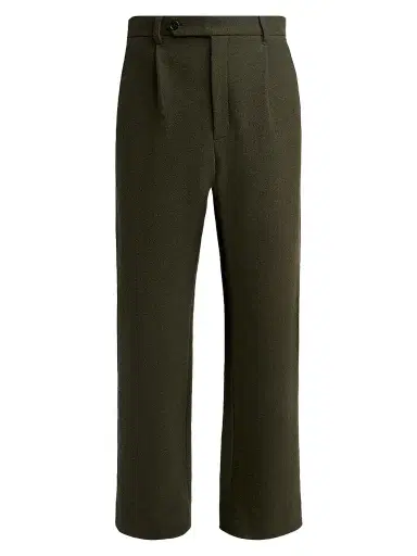 Jil Sander Men's Felted Wool-Blend Trousers - Beetle | Thumbnail 1 Jil Sander Men's Felted Wool-Blend Trousers - Beetle | Thumbnail 1