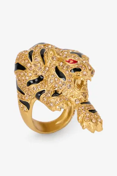 Roberto Cavalli Gold Crystal-Embellished Roar Ring | Thumbnail 3 Roberto Cavalli Gold Crystal-Embellished Roar Ring | Thumbnail 3