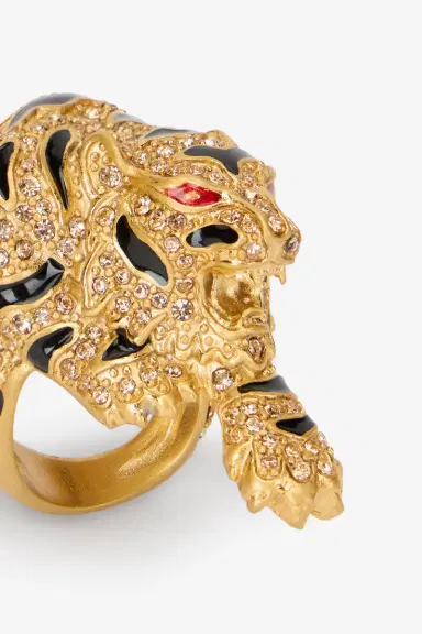 Roberto Cavalli Gold Crystal-Embellished Roar Ring | Thumbnail 5 Roberto Cavalli Gold Crystal-Embellished Roar Ring | Thumbnail 5