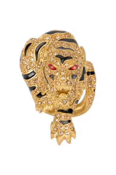 Roberto Cavalli Gold Crystal-Embellished Roar Ring | Thumbnail 1 Roberto Cavalli Gold Crystal-Embellished Roar Ring | Thumbnail 1