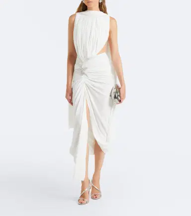 David Koma Asymmetric draped embellished midi dress | Thumbnail 2 David Koma Asymmetric draped embellished midi dress | Thumbnail 2