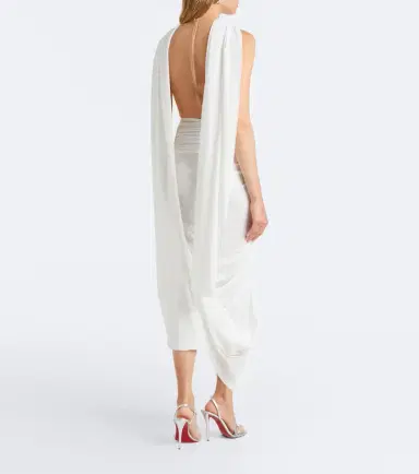 David Koma Asymmetric draped embellished midi dress | Thumbnail 6 David Koma Asymmetric draped embellished midi dress | Thumbnail 6