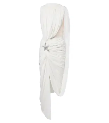 David Koma Asymmetric draped embellished midi dress | Thumbnail 1 David Koma Asymmetric draped embellished midi dress | Thumbnail 1