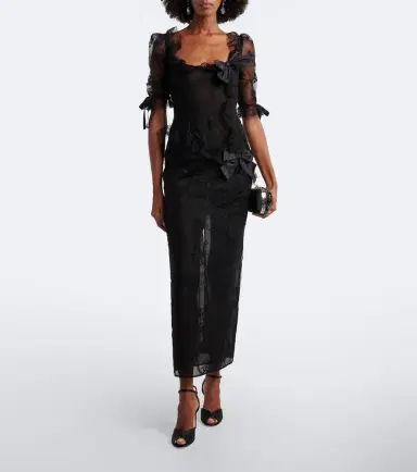 Alessandra Rich Bow-detail cotton-blend lace midi dress | Thumbnail 4 Alessandra Rich Bow-detail cotton-blend lace midi dress | Thumbnail 4