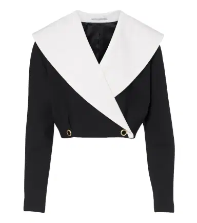 Alessandra Rich Double-breasted wool-blend crêpe jacket | Thumbnail 1 Alessandra Rich Double-breasted wool-blend crêpe jacket | Thumbnail 1