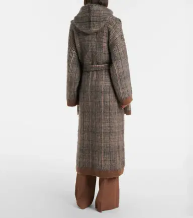 Brunello Cucinelli Checked mohair and wool-blend wrap coat | Thumbnail 2 Brunello Cucinelli Checked mohair and wool-blend wrap coat | Thumbnail 2