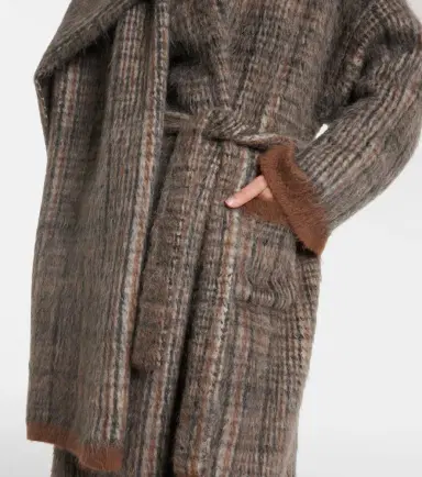Brunello Cucinelli Checked mohair and wool-blend wrap coat | Thumbnail 3 Brunello Cucinelli Checked mohair and wool-blend wrap coat | Thumbnail 3