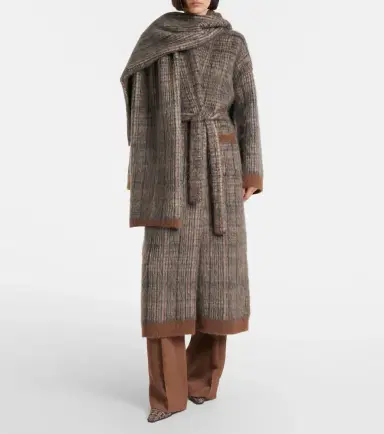 Brunello Cucinelli Checked mohair and wool-blend wrap coat | Thumbnail 6 Brunello Cucinelli Checked mohair and wool-blend wrap coat | Thumbnail 6
