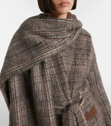 Brunello Cucinelli Checked mohair and wool-blend wrap coat | Thumbnail 7 Brunello Cucinelli Checked mohair and wool-blend wrap coat | Thumbnail 7