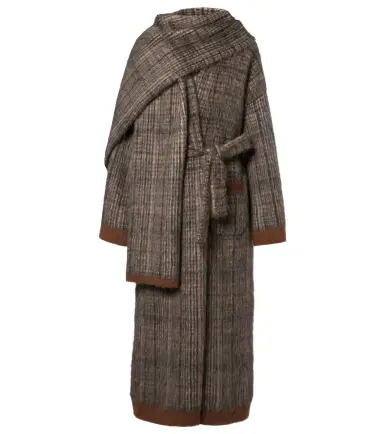 Brunello Cucinelli Checked mohair and wool-blend wrap coat | Thumbnail 1 Brunello Cucinelli Checked mohair and wool-blend wrap coat | Thumbnail 1