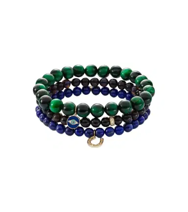 Sydney Evan Set of 3 14kt gold beaded bracelets with gemstones | Thumbnail 1 Sydney Evan Set of 3 14kt gold beaded bracelets with gemstones | Thumbnail 1
