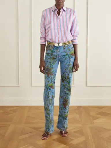 Etro Striped Floral-jacquard Cotton-poplin Shirt | Thumbnail 2 Etro Striped Floral-jacquard Cotton-poplin Shirt | Thumbnail 2