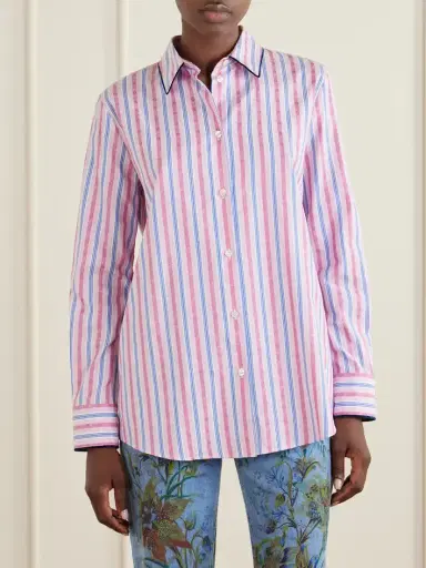 Etro Striped Floral-jacquard Cotton-poplin Shirt | Thumbnail 3 Etro Striped Floral-jacquard Cotton-poplin Shirt | Thumbnail 3