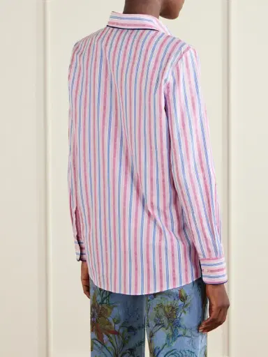 Etro Striped Floral-jacquard Cotton-poplin Shirt | Thumbnail 4 Etro Striped Floral-jacquard Cotton-poplin Shirt | Thumbnail 4
