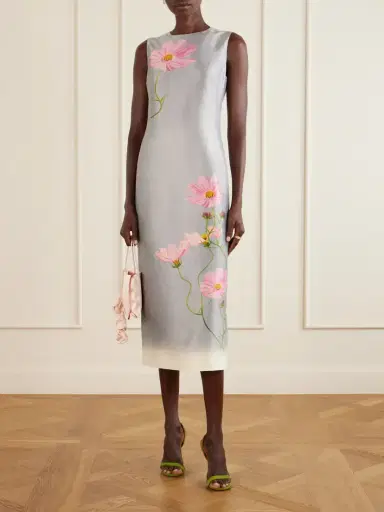 Oscar de la Renta Floral-print Satin Midi Dress | Thumbnail 2 Oscar de la Renta Floral-print Satin Midi Dress | Thumbnail 2
