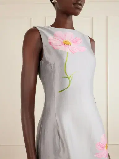 Oscar de la Renta Floral-print Satin Midi Dress | Thumbnail 4 Oscar de la Renta Floral-print Satin Midi Dress | Thumbnail 4
