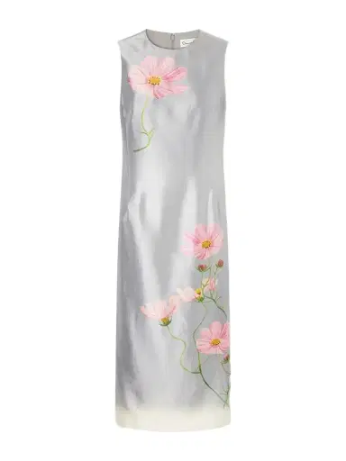 Oscar de la Renta Floral-print Satin Midi Dress | Thumbnail 1 Oscar de la Renta Floral-print Satin Midi Dress | Thumbnail 1