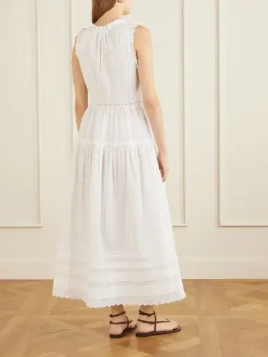 DÔEN Hortense Pintucked Embroidered Organic Cotton Midi Dress | Thumbnail 3 DÔEN Hortense Pintucked Embroidered Organic Cotton Midi Dress | Thumbnail 3