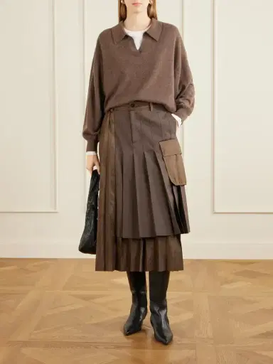 Sacai Pleated Twill And Shell Midi Skirt | Thumbnail 2 Sacai Pleated Twill And Shell Midi Skirt | Thumbnail 2
