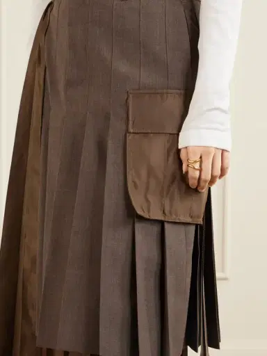 Sacai Pleated Twill And Shell Midi Skirt | Thumbnail 5 Sacai Pleated Twill And Shell Midi Skirt | Thumbnail 5