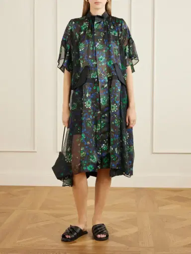 Sacai Floral-print Satin Midi Dress | Thumbnail 2 Sacai Floral-print Satin Midi Dress | Thumbnail 2
